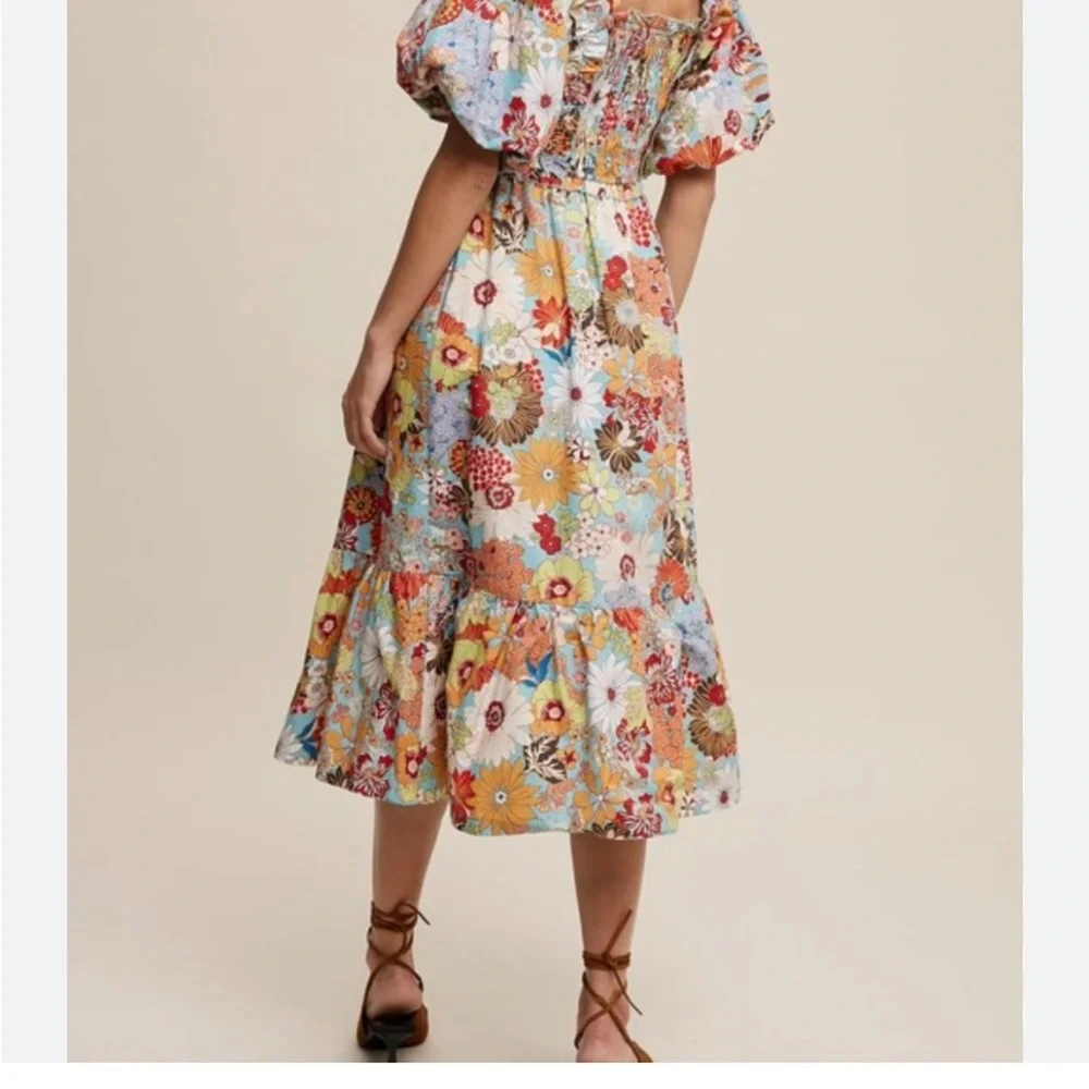 Listicle Floral Puff Sleeve Dress - Picture 2 of 4